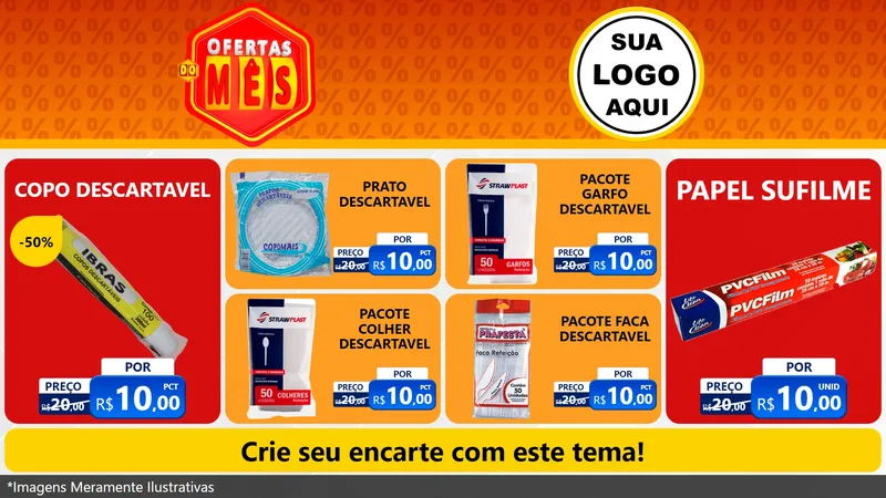 Modelo de TV para TV Horizontal com o tema Ofertas do Mês para Embalagens