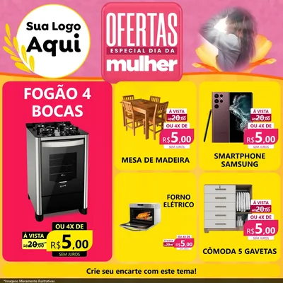 Modelo de Rede Social para Feed Facebook com o tema Ofertas - Especial Dia Das Mulheres para Móveis e Eletro