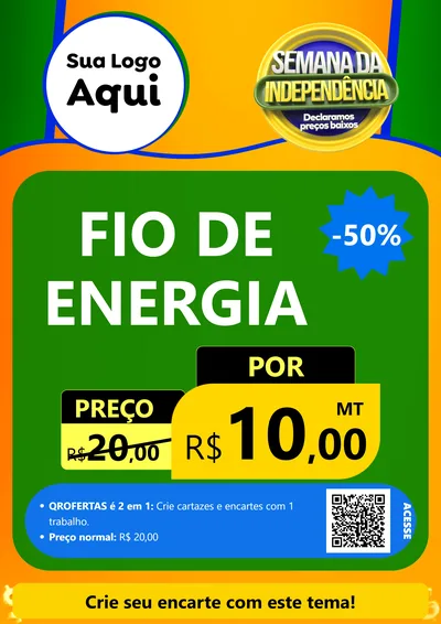 Modelo de Cartaz para Cartaz A4 Vertical com o tema Semana da Independência Declaramos Preços Baixos para Materiais Elétricos