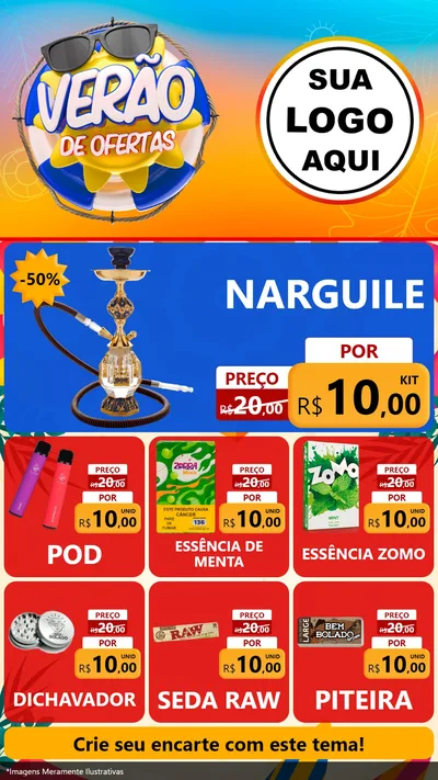 Modelo de Rede Social para Stories com o tema Verão de Ofertas para Tabacaria