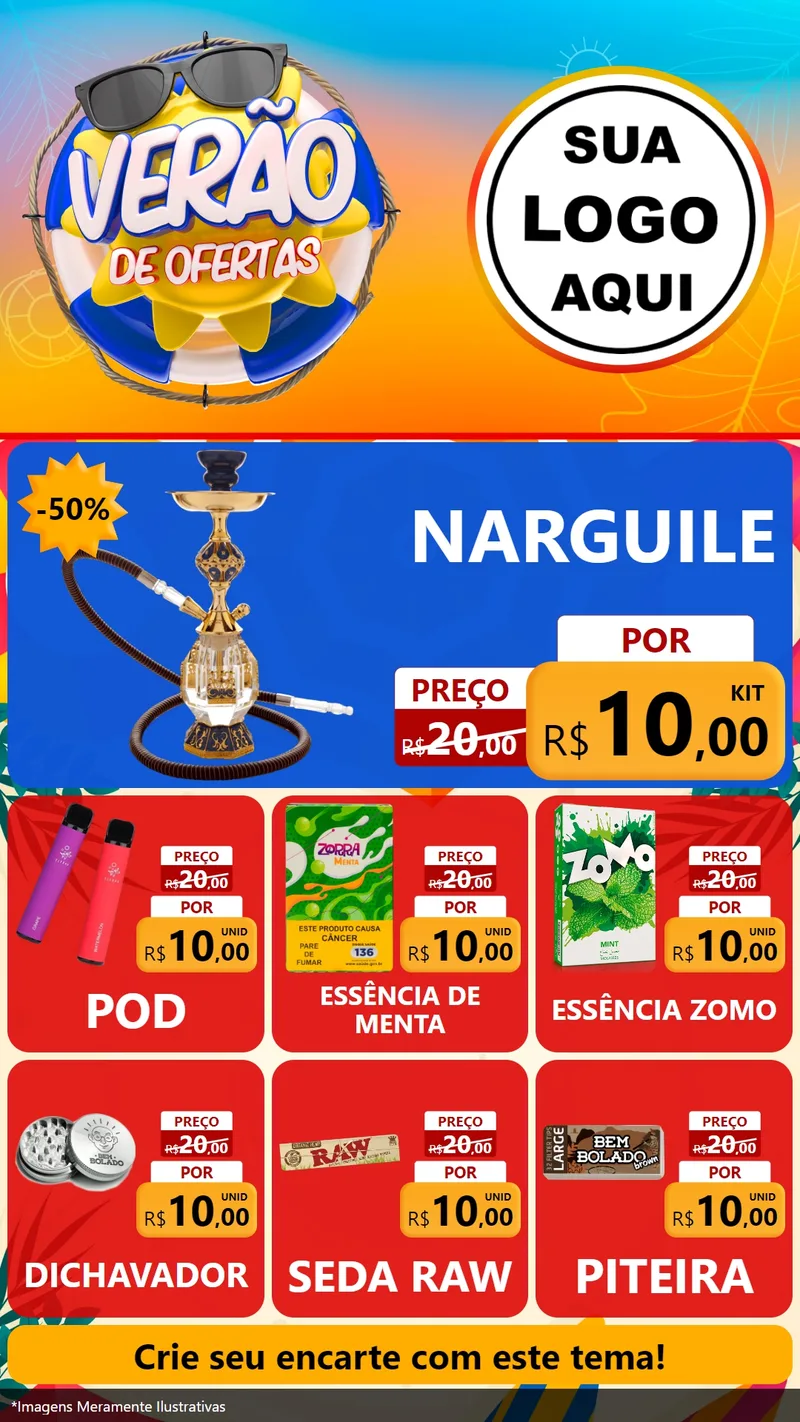 Modelo de Rede Social para Stories com o tema Verão de Ofertas para Tabacaria