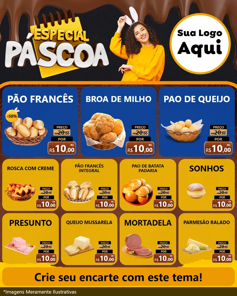 Modelo de Rede Social para Feed Instagram com o tema Especial Páscoa para Padaria