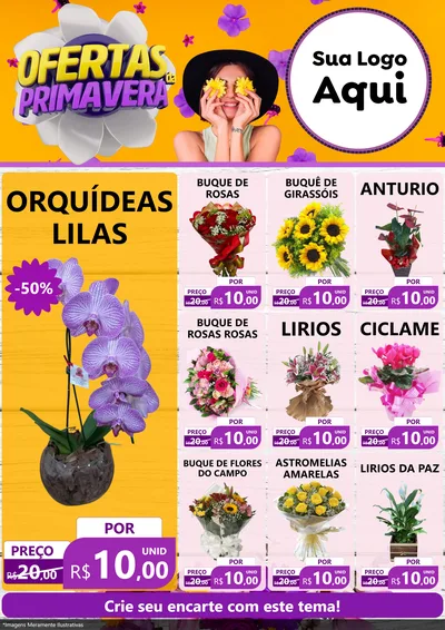 Modelo de Encarte para Encarte A4 Vertical com o tema Ofertas Da Primavera para Floricultura e jardim