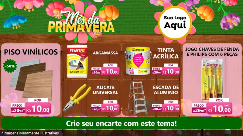 Modelo de TV para TV Horizontal com o tema Mês da Primavera para Material para Construção