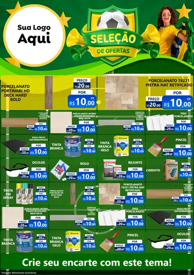 Modelo de Encarte para Encarte A4 Vertical com o tema Seleção de Ofertas - Copa para Pisos e revestimentos