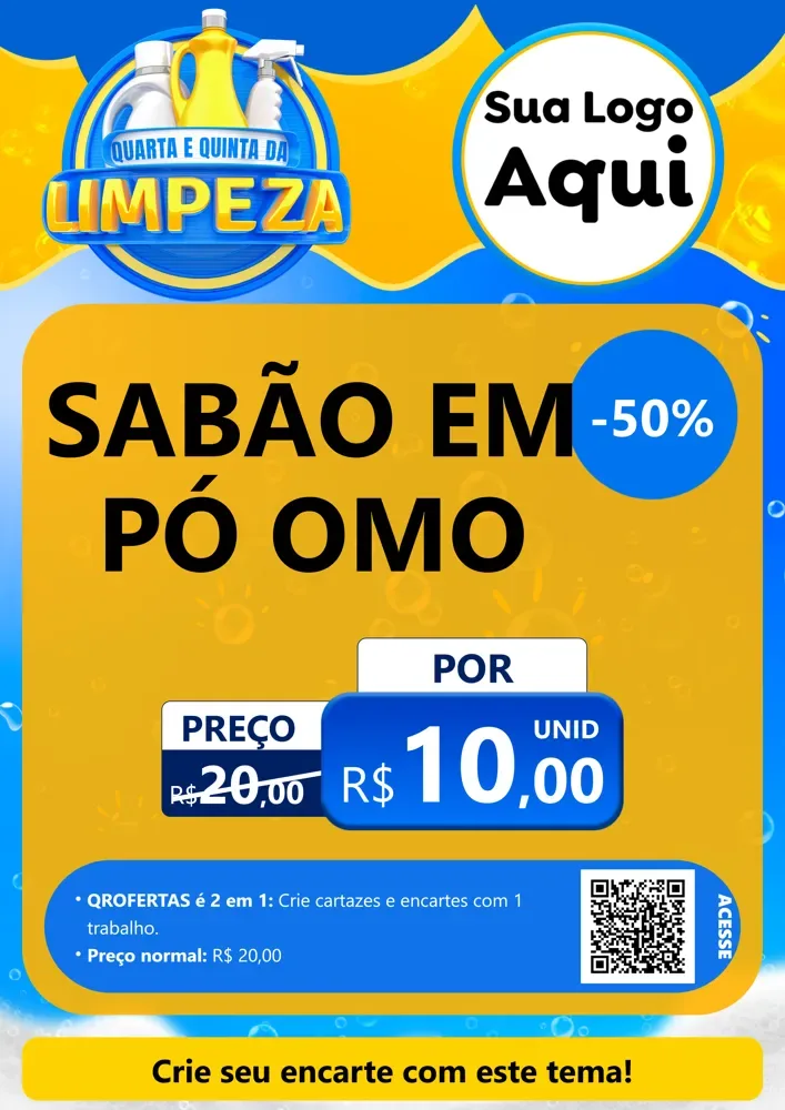 Modelo de Cartaz para Cartaz A4 Vertical com o tema Quarta e Quinta da Limpeza para Produtos de Limpeza