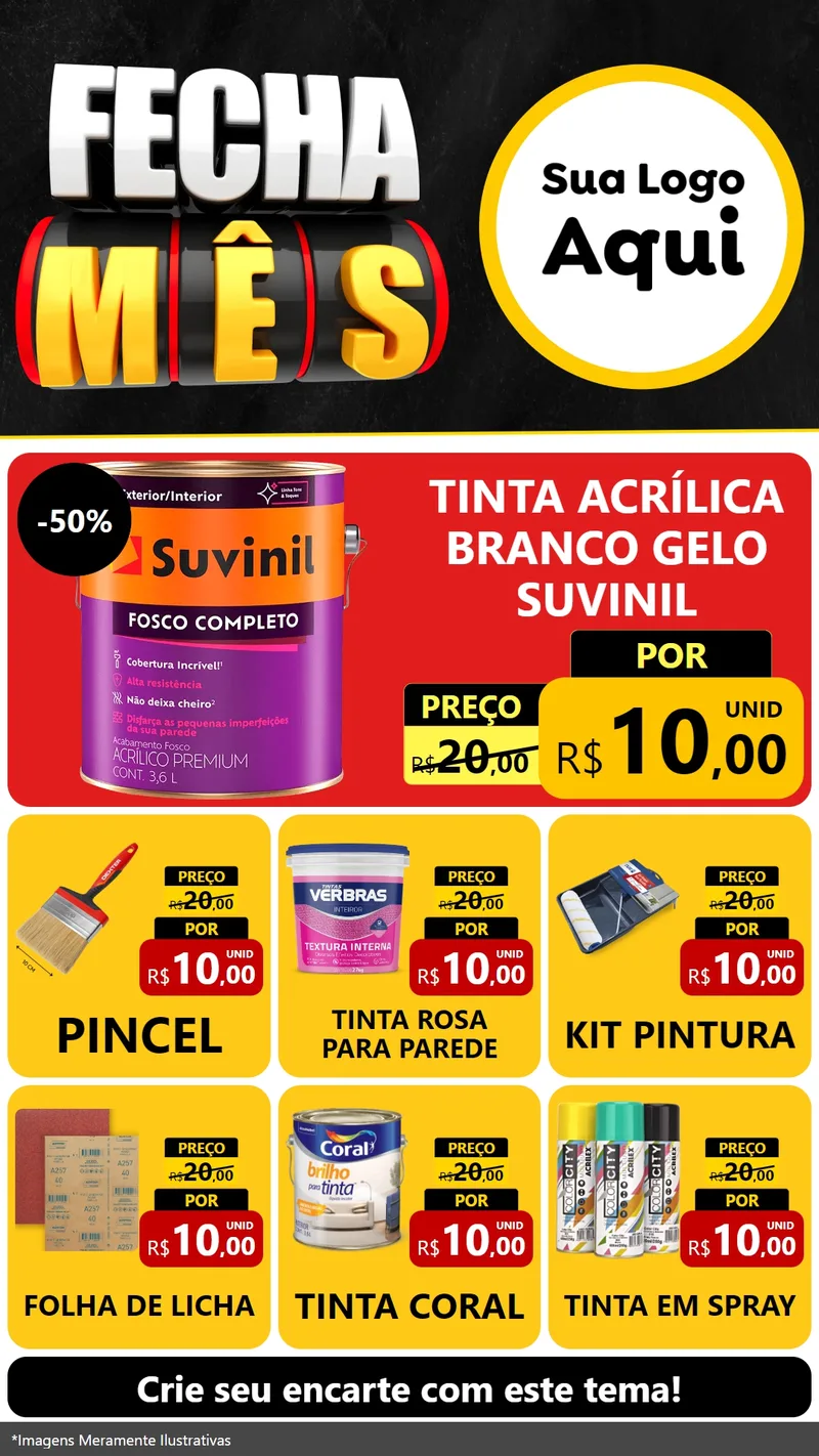 Modelo de Rede Social para Stories com o tema Fecha Mês para Tintas e Ferramentas