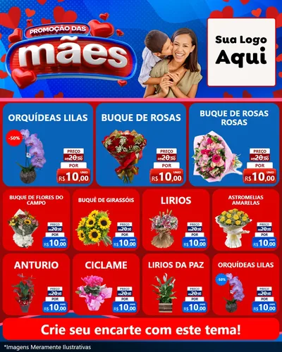 Modelo de Rede Social para Feed Instagram com o tema Promoção das Mães para Floricultura e jardim