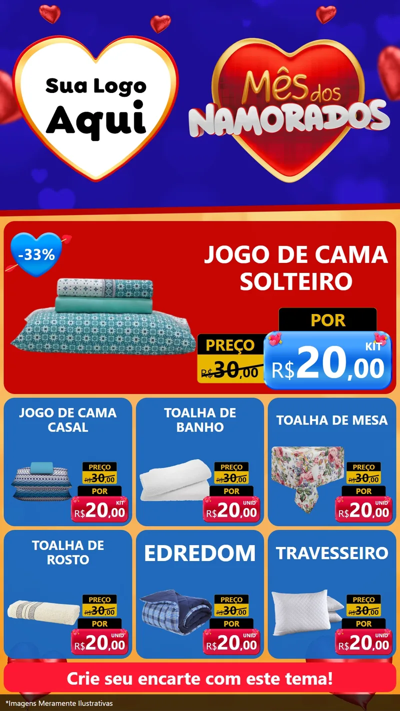 Modelo de Rede Social para Stories com o tema Mês dos Namorados para Cama, Mesa e Banho