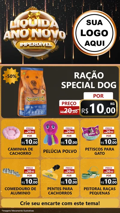 Modelo de Rede Social para Stories com o tema Liquida Ano Novo Imperdível para Pet Shop