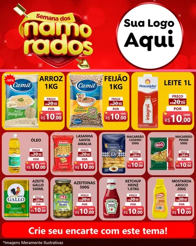 Modelo de Rede Social para Feed Instagram com o tema Semana dos namorados para Supermercado