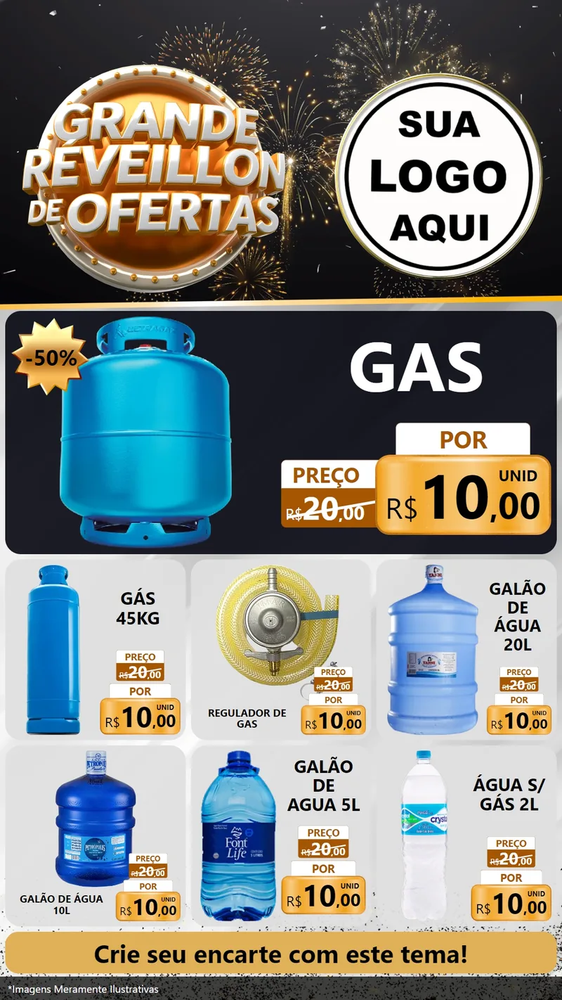 Modelo de Rede Social para Stories com o tema Grande Réveillon de Ofertas para Água e gás