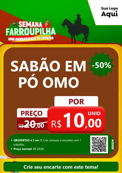 Modelo de Cartaz para Cartaz A4 Vertical com o tema Semana Farroupilha - Uma Barbaridade de Ofertas para Produtos de Limpeza