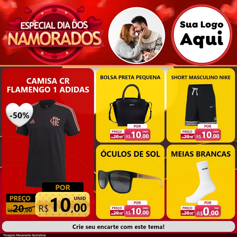 Modelo de Rede Social para Feed Facebook com o tema Especial Dia Dos Namorados para Roupas e acessórios