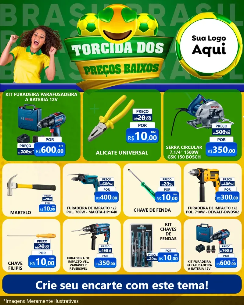 Modelo de Rede Social para Feed Instagram com o tema Torcida dos Preços Baixos - Copa para Maquinas e Ferramentas