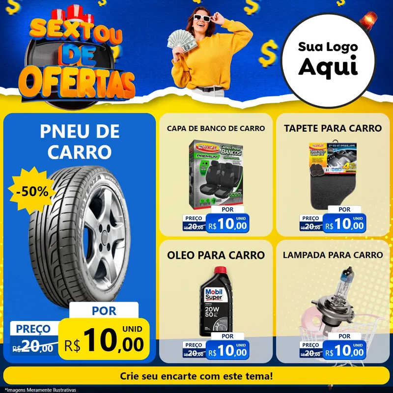 Modelo de Rede Social para Feed Facebook com o tema Sextou de Ofertas para Auto peças
