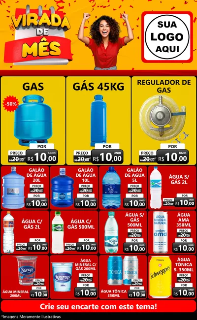 Modelo de Encarte para Encarte Grande com o tema Virada de Mês para Água e gás