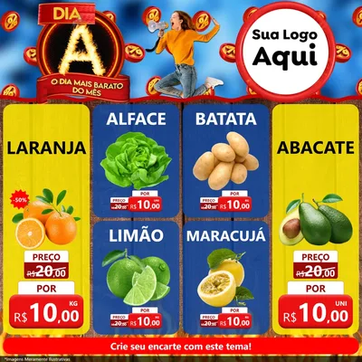 Modelo de Rede Social para Feed Facebook com o tema Dia A - O Dia Mais Barato Do Mês para Hortifrúti