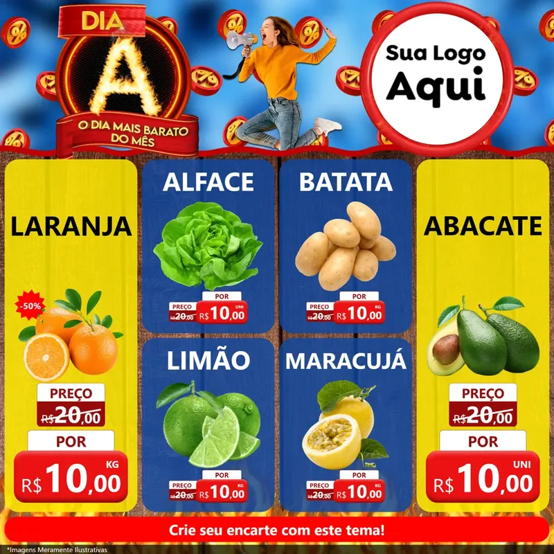 Modelo de Rede Social para Feed Facebook com o tema Dia A - O Dia Mais Barato Do Mês para Hortifrúti