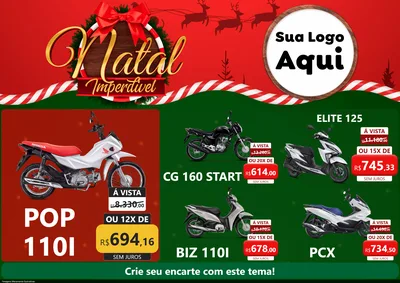 Modelo de Encarte para Encarte A4 Horizontal com o tema Natal Imperdível para Concessionaria de Motos