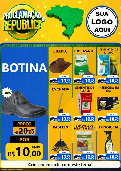 Modelo de Encarte para Encarte A4 Vertical com o tema Proclamação da República para Agropecuária