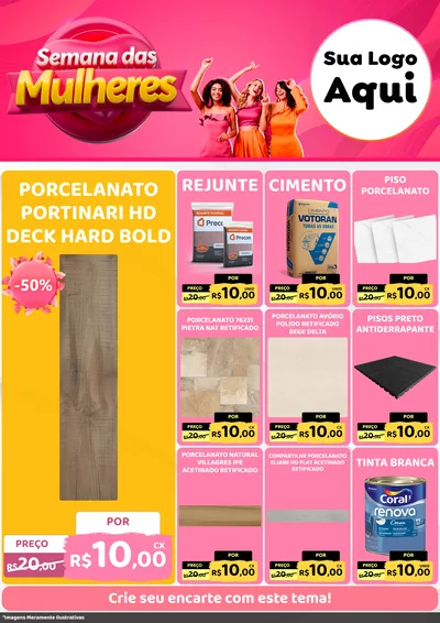 Modelo de Encarte para Encarte A4 Vertical com o tema Semana das Mulheres para Pisos e revestimentos