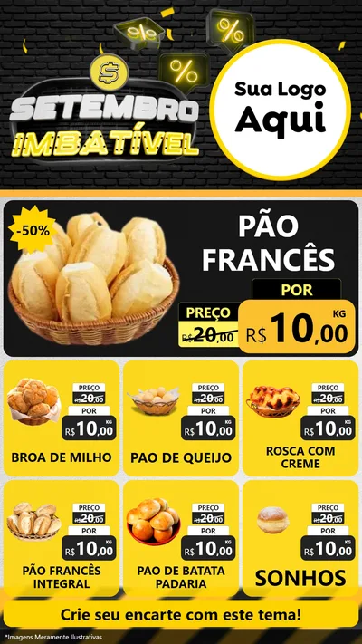 Modelo de Rede Social para Stories com o tema Setembro Imbatível para Padaria