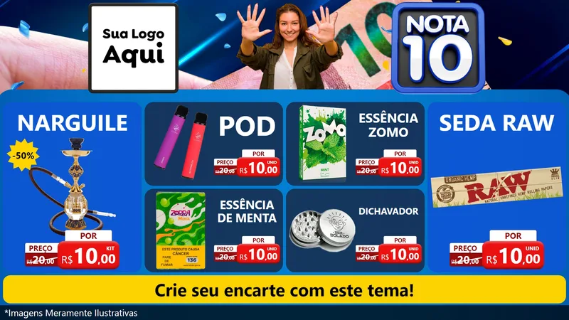 Modelo de TV para TV Horizontal com o tema Nota 10 para Tabacaria