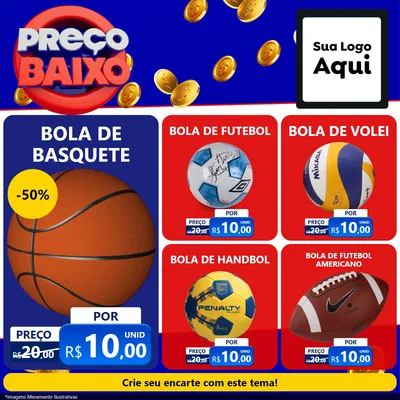 Modelo de Rede Social para Feed Facebook com o tema Preço Baixo para Artigos Esportivos
