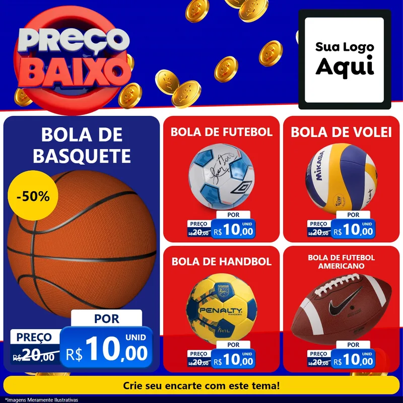 Modelo de Rede Social para Feed Facebook com o tema Preço Baixo para Artigos Esportivos