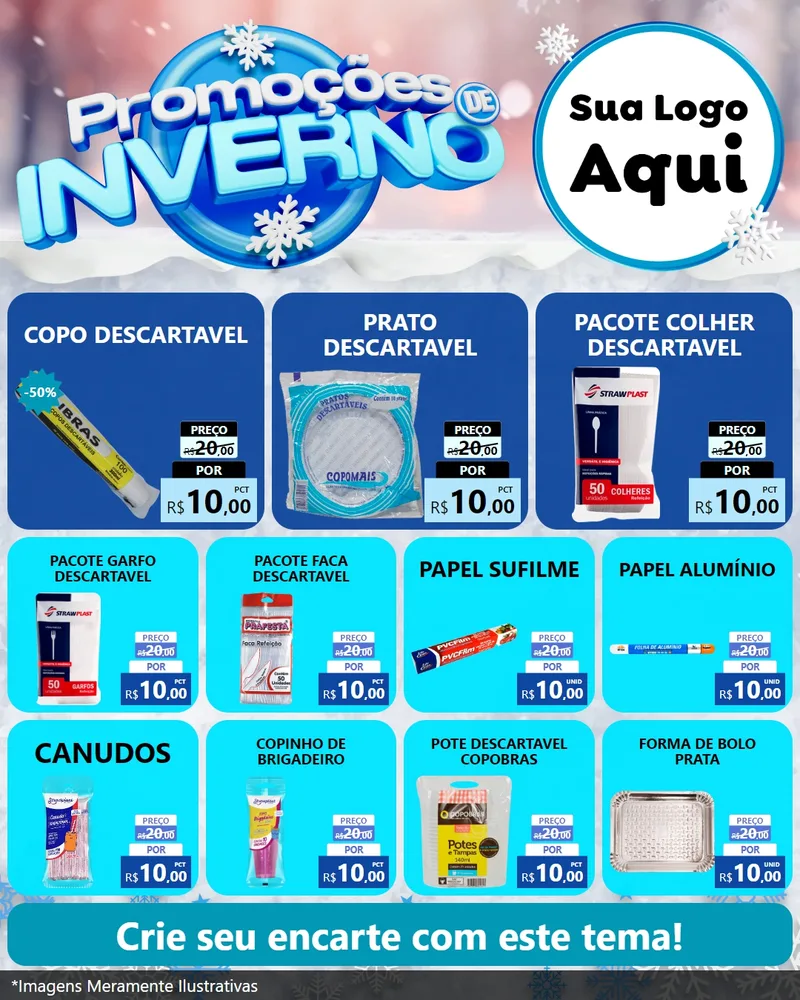 Modelo de Rede Social para Feed Instagram com o tema Promoções de Inverno para Embalagens