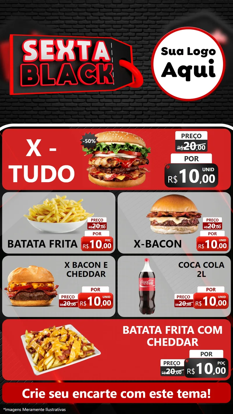 Modelo de TV para TV Vertical com o tema Sexta Black para Hamburgueria