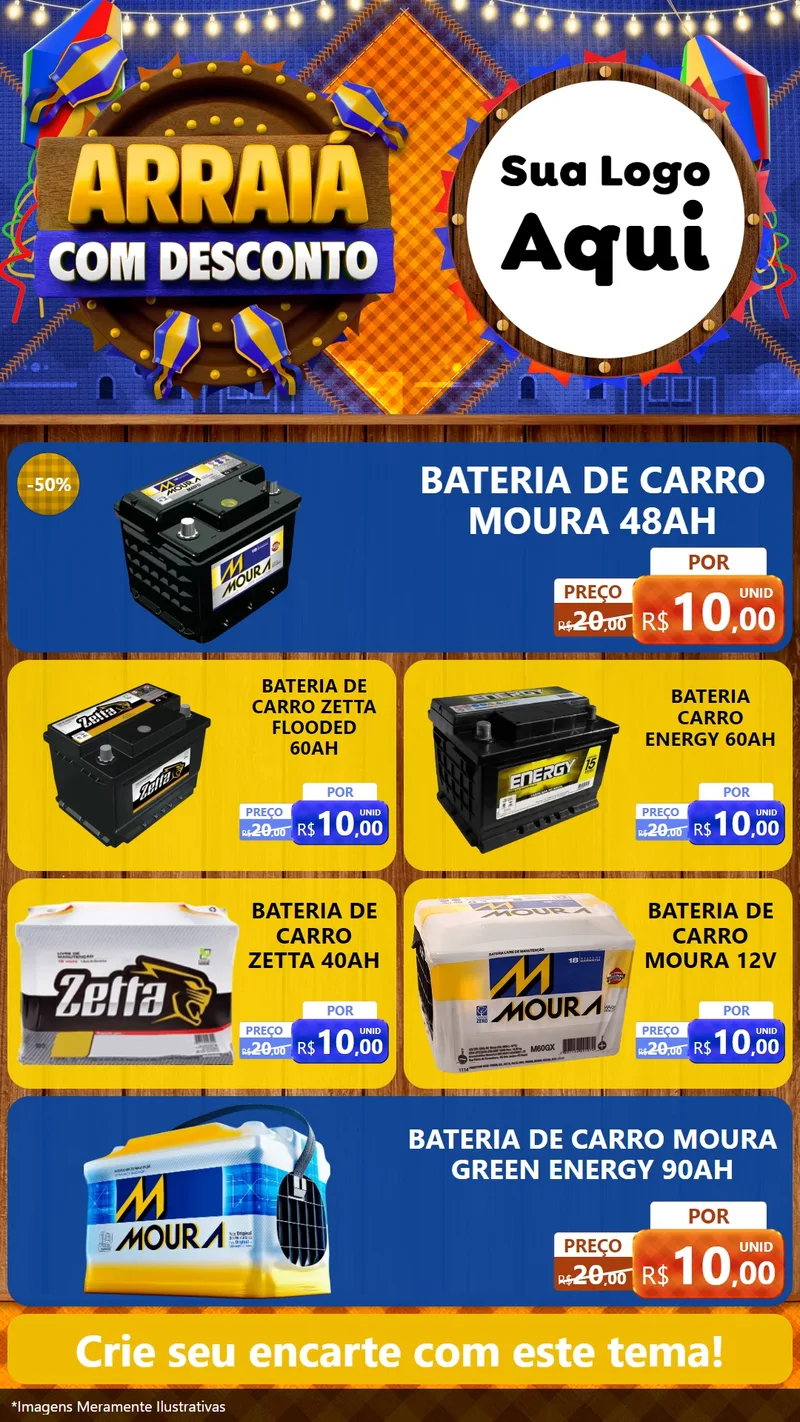 Modelo de TV para TV Vertical com o tema Arraiá Com Desconto para Baterias Elétricas