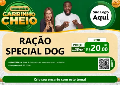 Modelo de Cartaz para Cartaz A4 Horizontal com o tema Carrinho Cheio para Pet Shop