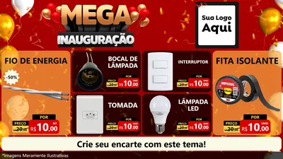 Modelo de TV para TV Horizontal com o tema Mega Inauguração para Materiais Elétricos