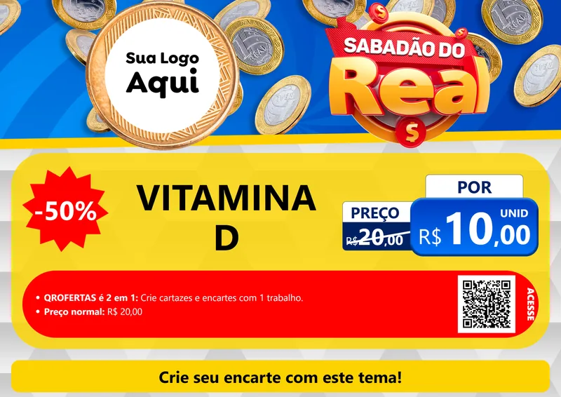 Modelo de Cartaz para Cartaz A4 Horizontal com o tema Sabadão do Real para Farmácia