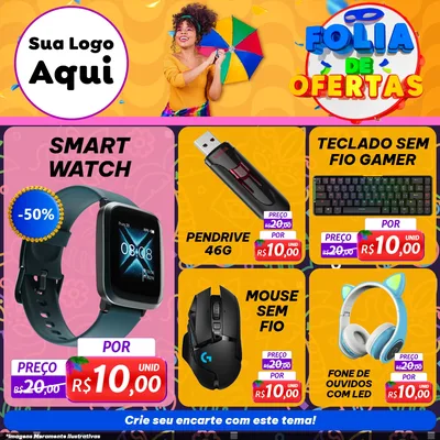 Modelo de Rede Social para Feed Facebook com o tema Folia de Ofertas para Informática