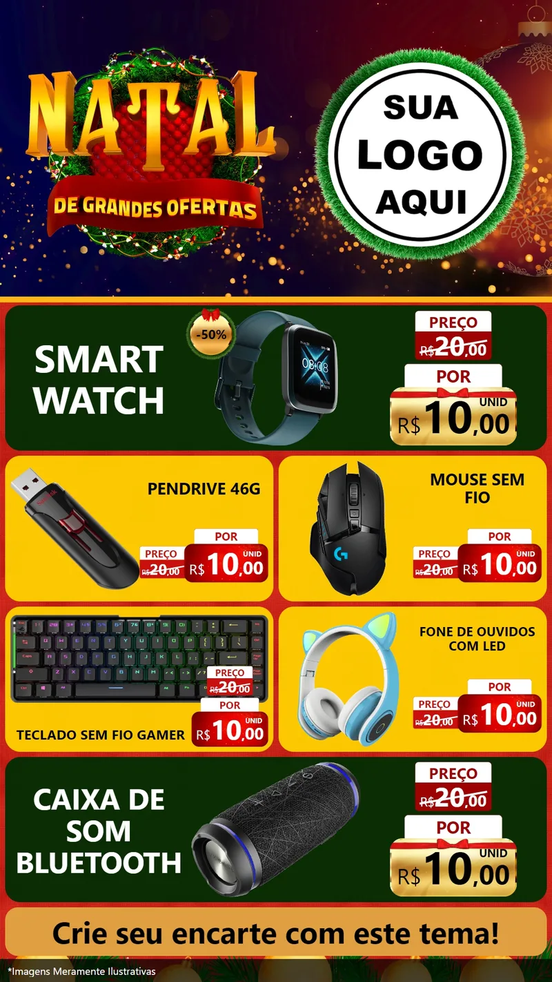 Modelo de TV para TV Vertical com o tema Natal de Grandes Ofertas para Informática