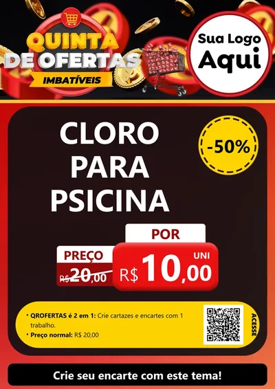 Modelo de Cartaz para Cartaz A4 Vertical com o tema Quinta de Ofertas Imbatíveis para Produtos para Piscina