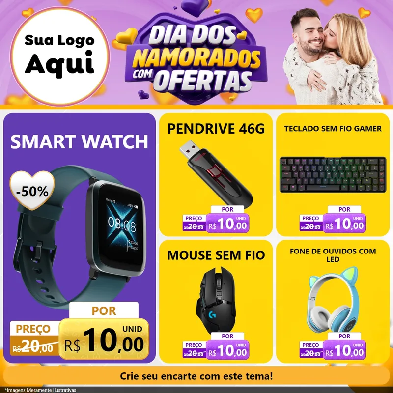 Modelo de Rede Social para Feed Facebook com o tema Dia Dos Namorados Com Ofertas para Informática
