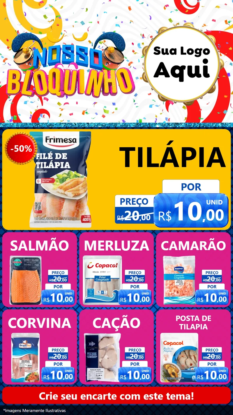 Modelo de Rede Social para Stories com o tema Nosso Bloquinho para Peixaria