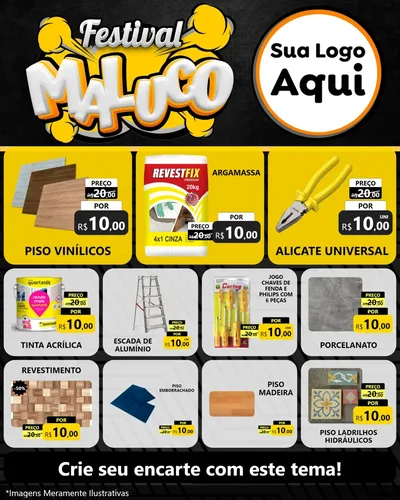 Modelo de Rede Social para Feed Instagram com o tema Festival Maluco para Material para Construção