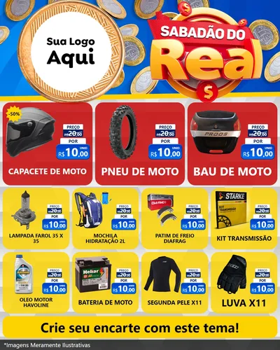Modelo de Rede Social para Feed Instagram com o tema Sabadão do Real para Moto peças
