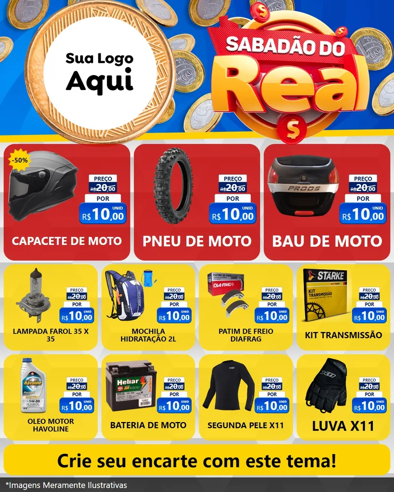 Modelo de Rede Social para Feed Instagram com o tema Sabadão do Real para Moto peças