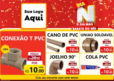 Modelo de Encarte para Encarte A4 Horizontal com o tema Dia N o Dia Mais Barato do Mês para Tubos e conexões
