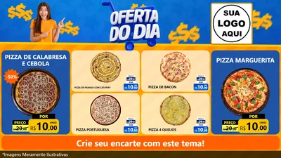 Modelo de TV para TV Horizontal com o tema Oferta do Dia para Pizzaria