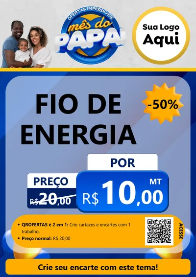 Modelo de Cartaz para Cartaz A4 Vertical com o tema Ofertas Imperdíveis Mês Do Papai para Materiais Elétricos