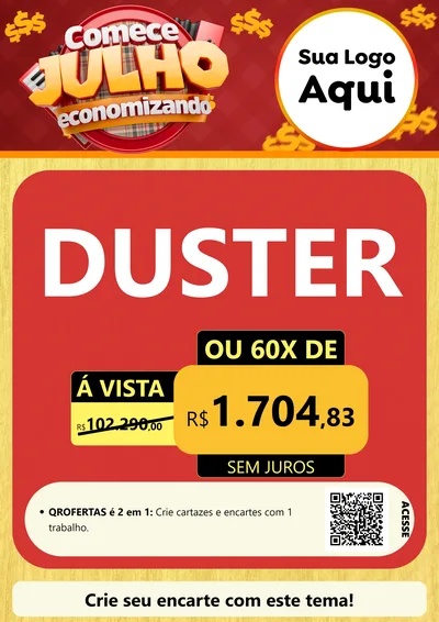 Modelo de Cartaz para Cartaz A4 Vertical com o tema Comece Julho Economizando para Concessionaria de Carros