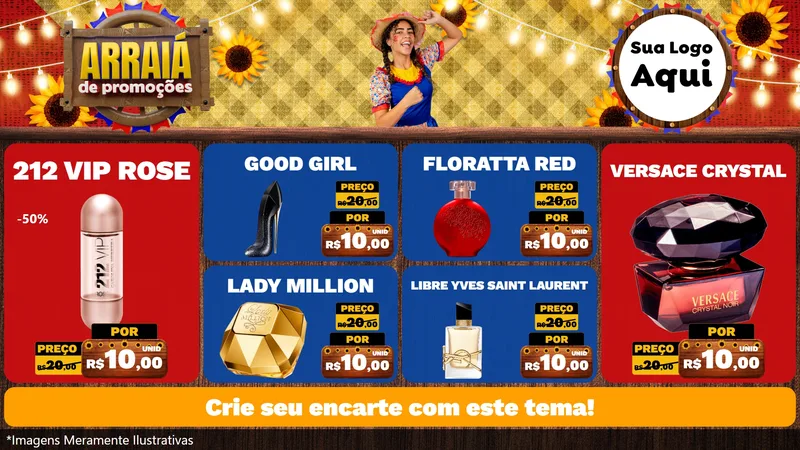 Modelo de TV para TV Horizontal com o tema Arraiá de Promoções para Perfumes