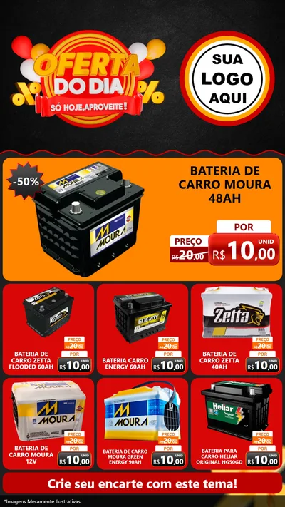 Modelo de Rede Social para Stories com o tema Oferta do Dia - Só hoje, Aproveite! para Baterias Elétricas